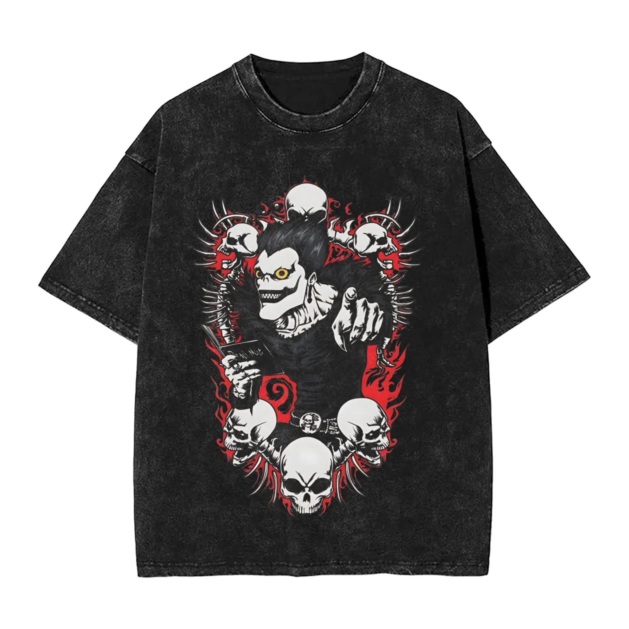 

The shikigami Deaths Notes T Shirts Hip Hop Washed 100% Cotton High Street T-Shirt Cool Men Women Streetwear Printed Tee Shirt