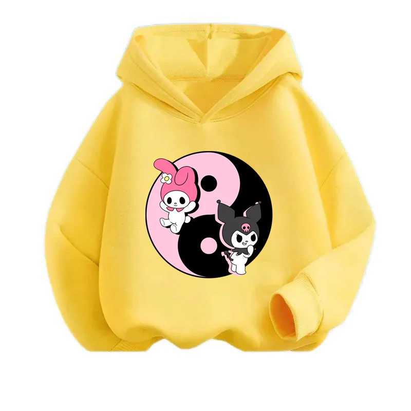 

Kawaii Kuromi Hoodie For Girls Long Sleeve Sweatshirts Children Spring Autumn Sanrio Cartoon Kids Casual Hooded Pullover Tops