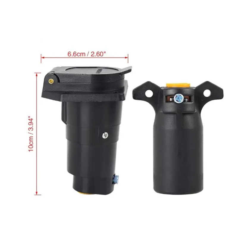 7 Pin Round Trailer Connector Male Female Wiring Adapter Plug Splice Kit 7 Way Plug For RV Semitrailers-ABQA
