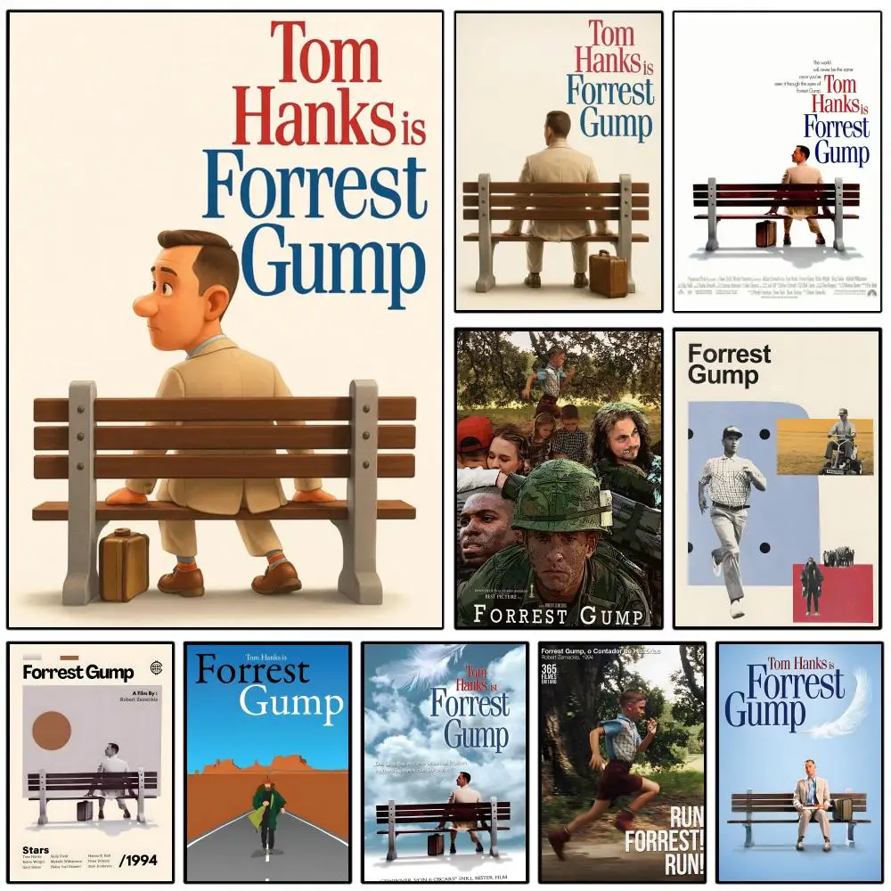 Pôster do filme F-Forrest Gump, arte autoadesiva, adesivo de papel à prova d'água, decoração de parede para casa de café