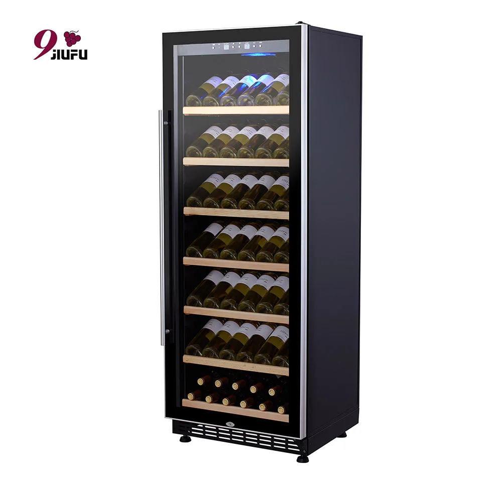 Professional Electric Display 99 Bottles Free-standing Wooden Shelves Compressor Custom Wine Fridge