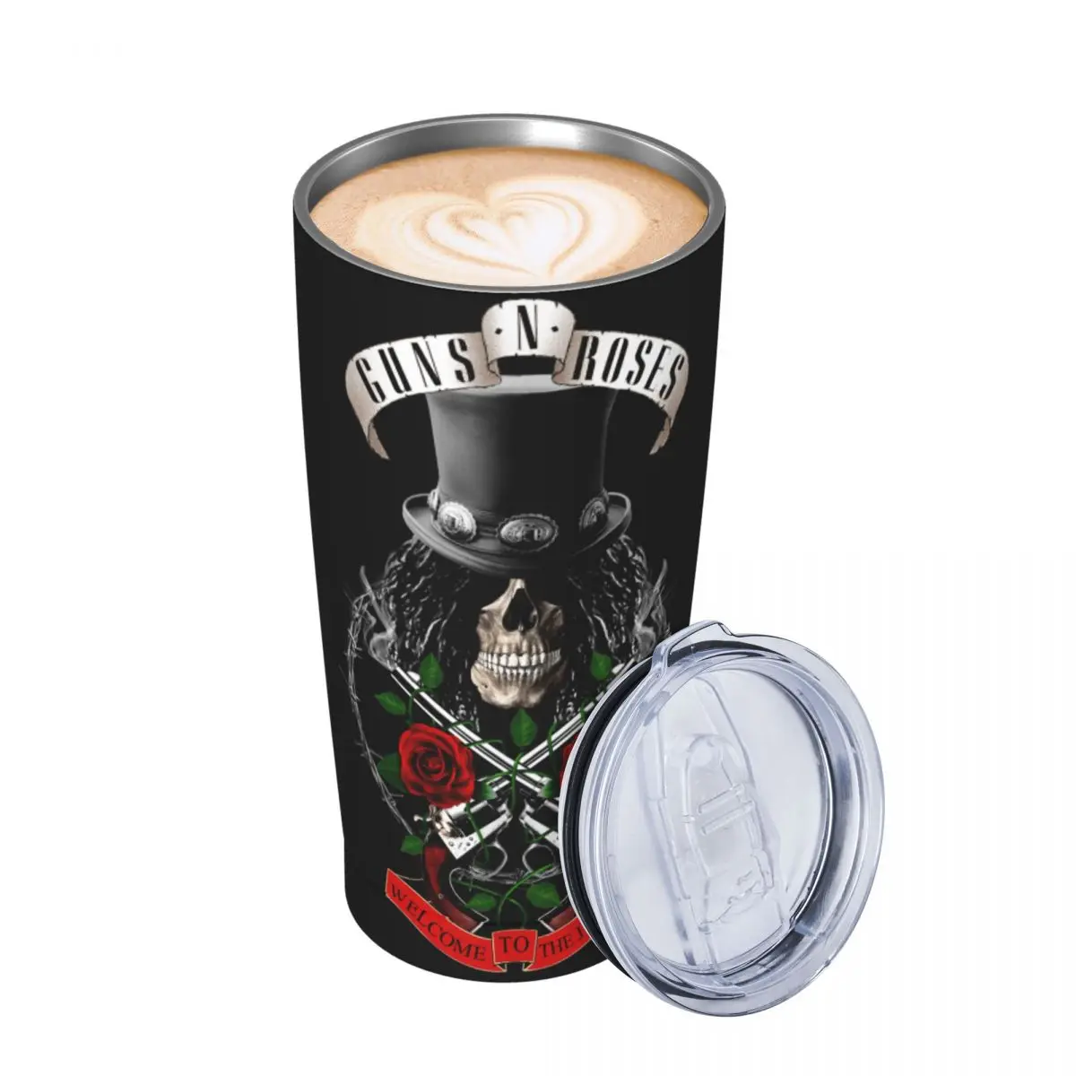 Slash Guns N Roses Tumbler With Lid and Straw Stainless Steel Travel Mug Double Wall Vacuum Insulated for Cold and Hot 20oz