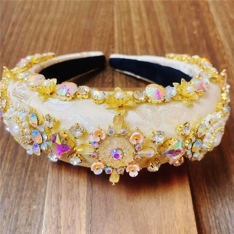 2024 New Design Handmade Retro Baroque Rhinestone Crystal Headbands For Women Jewelry Accessories Hairband High Quality Headwear