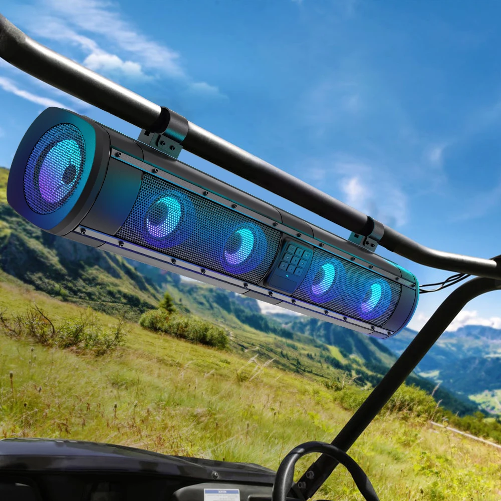 Gsou แถบเสียงรถจักรยานยนต์ RGB ขยายลําโพงสําหรับรถจักรยานยนต์ UTV ATV Marine Ect