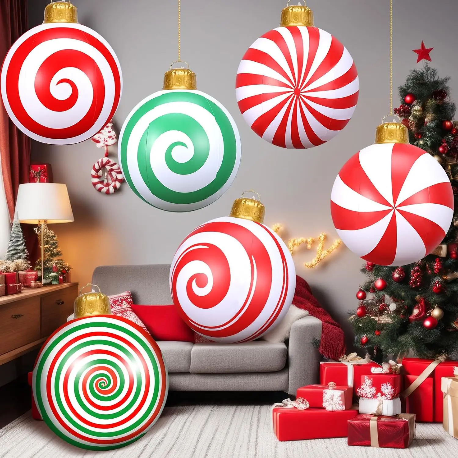 Riesiger aufblasbarer Weihnachtskugel, große aufblasbare Weihnachtsornamente, PVC, für den Außenbereich, Urlaub, Blaskugel, Außenbereich, Hof, Veranda, Dekorationen