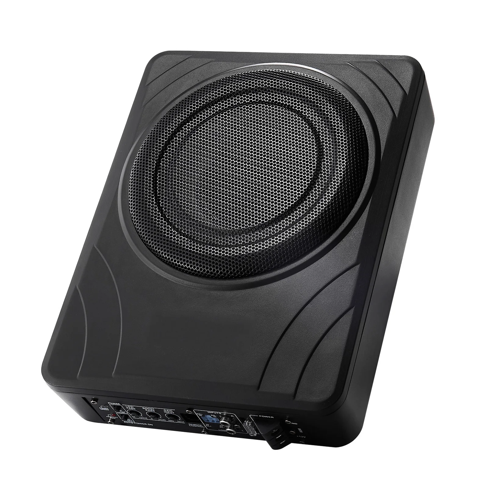 SucceBuy-Subwoofer para coche, subwoofer de 8 ", amplificador incorporado de Audio de perfil bajo, entrada de nivel alto/bajo y controlador de volumen para SUV/coche