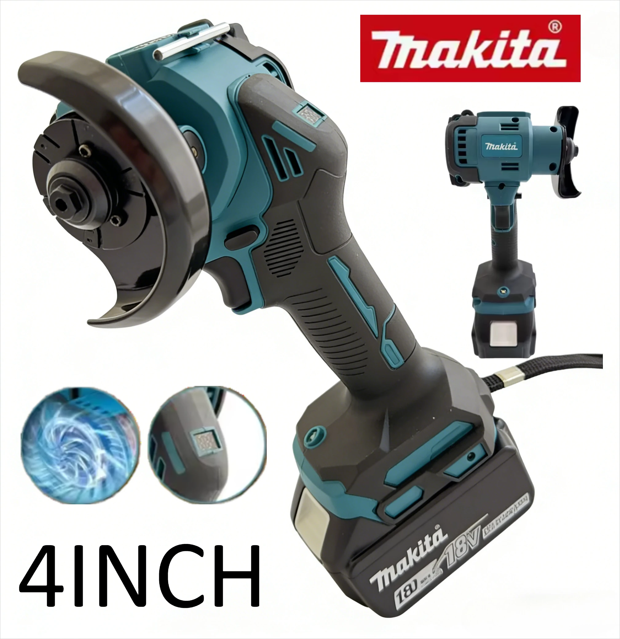 

Бесщеточная мини-угловая шлифовальная машина Makita 18В с цифровым дисплеем для полировки и резки, электроинструмент