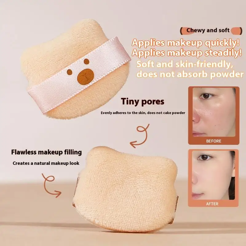 5 pz/scatola simpatico orso soffio di polvere set morbido e confortevole floccaggio uso bagnato e asciutto spugna mini soffio della punta delle dita per l'applicazione del trucco