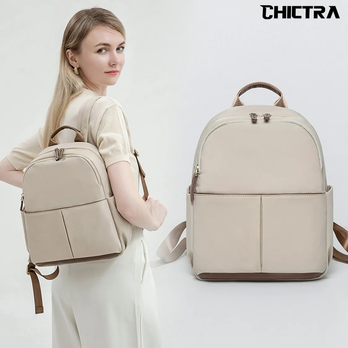 

CHICTRA Fashion Backpack Bags for Women Casual Style Lightweight Girl's Bookbags Simplicity Solid Color Portable Cabin Travelbag