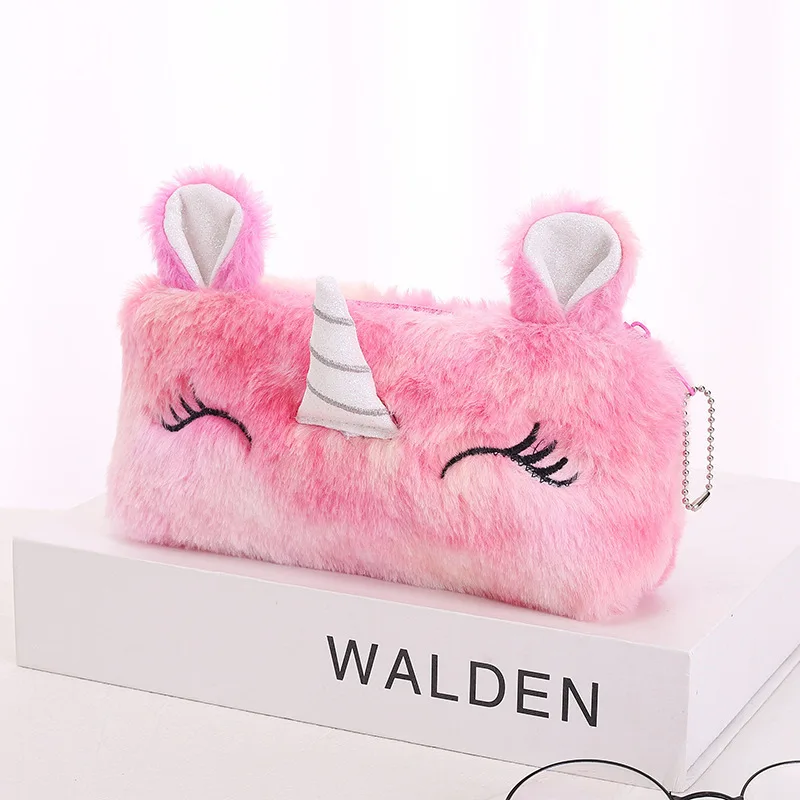 Cartoon Unicorn Pencil Case Plush Kawaii Pencil Bag Cosmetics Storage Pouch Kids Gifts Korean Stationery School Office Supplies