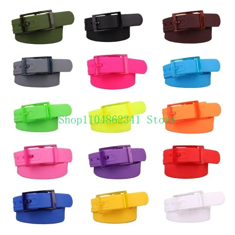 

652F Women Men Matte Waist Strap Retro Buckle Candy Color Silicone Belt All-match Coat Ladies Wide Harajuku Formal Waistband