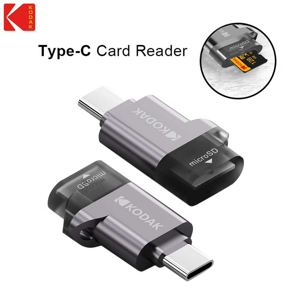 

Устройство для чтения карт памяти Kodak C100 Type-C Micro SD, адаптер Mini TranFlash для карт памяти TF, устройство для чтения карт TF, поддерживает карты памяти с объемом памяти до 2 ТБ.