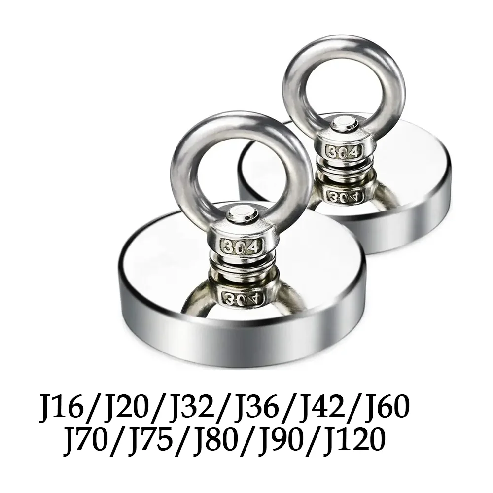 

J16/J20/J32/J36/J42/J60/J70/J75/J80/J90/J120 сильные рыболовные магниты с потайными отверстиями подъемные кольца для спасения и поиска