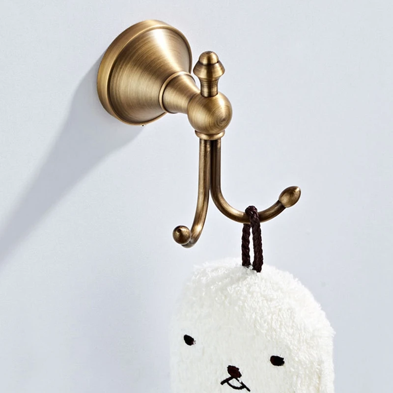 TKOH-ganchos para bata, ganchos para toallas de latón antiguo, colgador de toallas para baño, gancho de pared para puerta, decoración Retro para el hogar, accesorios de baño