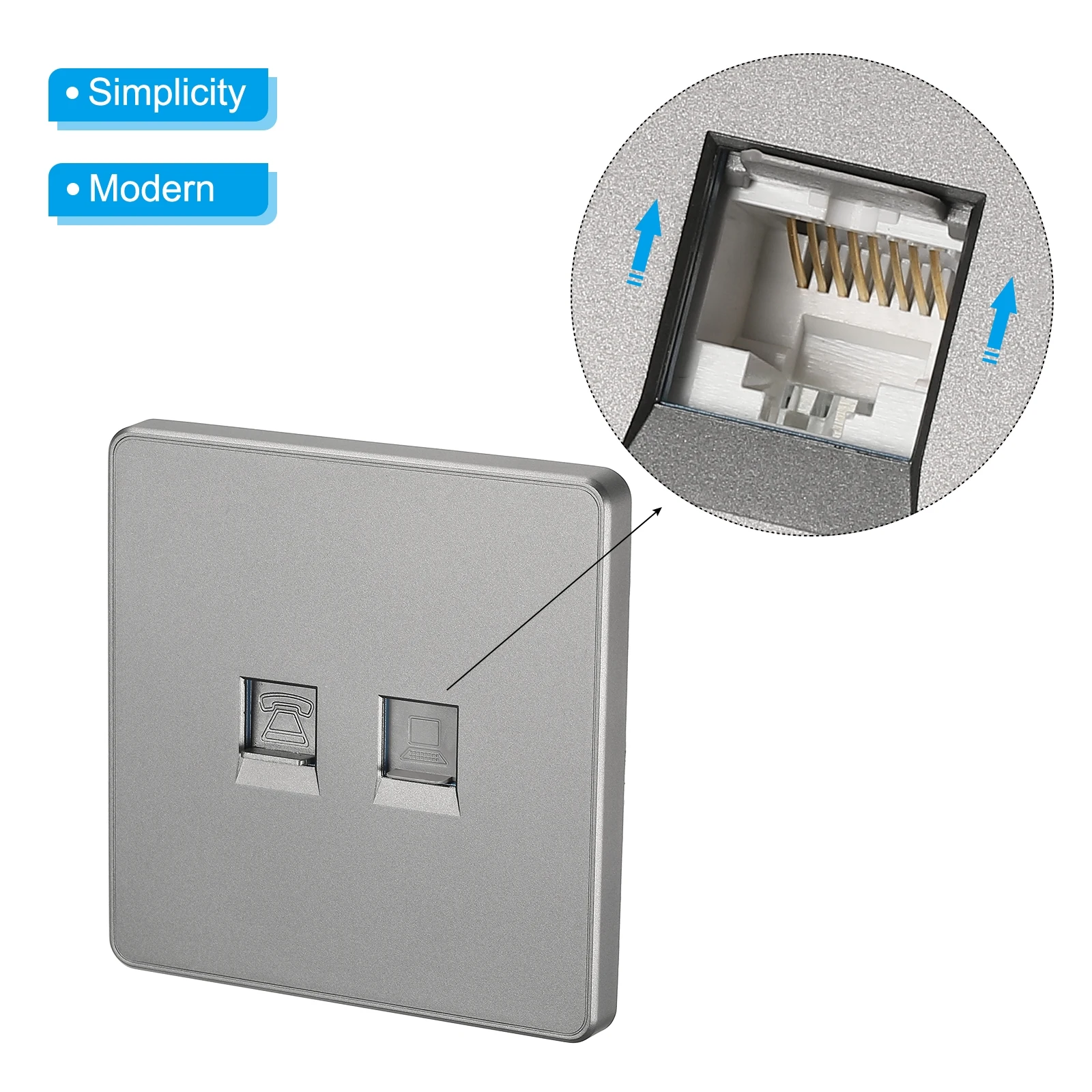 UXCELL 2Set RJ45 CAT6 Socket Telephone Wall Plate CAT6 Networking And Telephone Socket Panel for Home Office