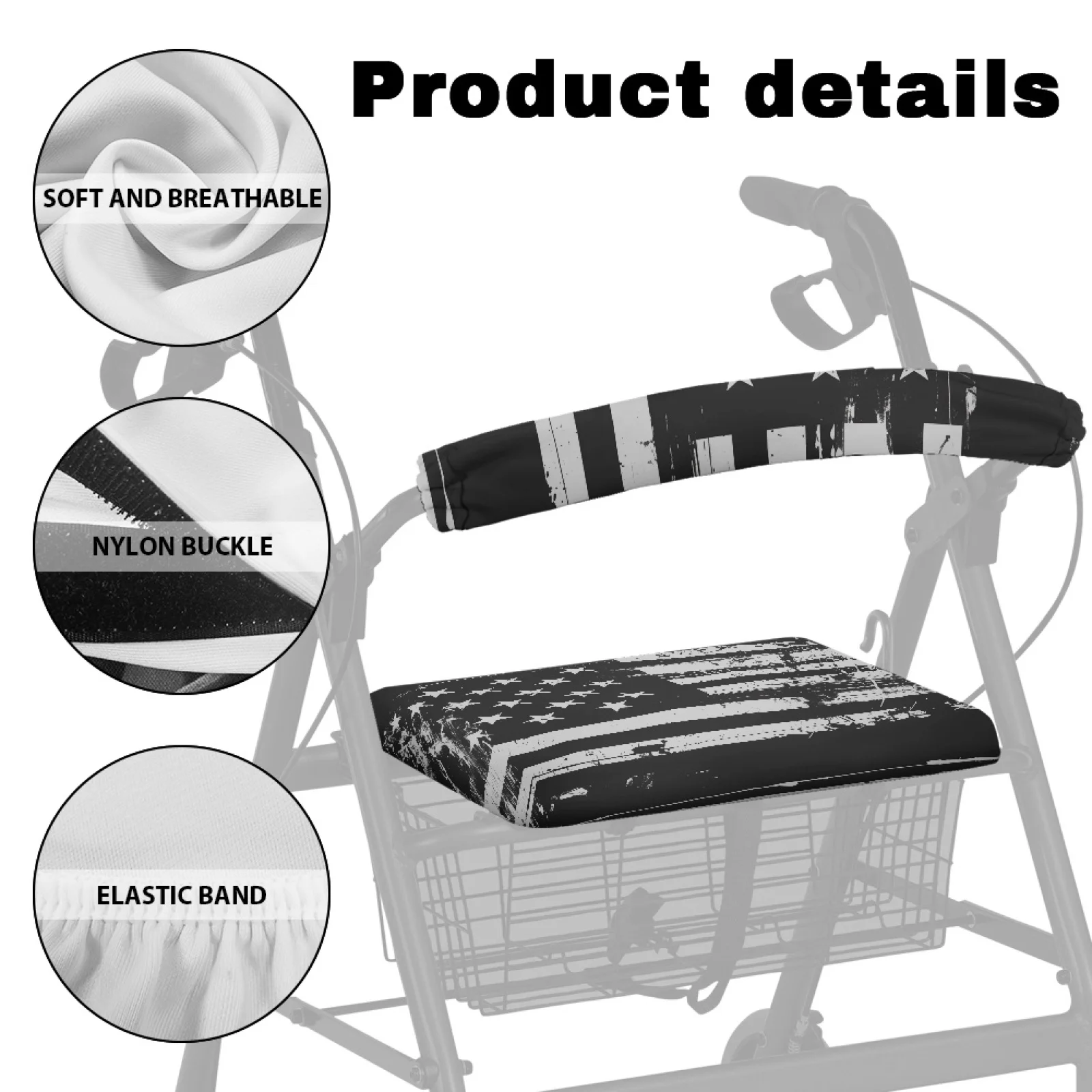 Coloranimal American Flag Pack of 2 Rollator Walker Seat Cover Rollator Walker Seat Back Cover for Ladies Neighborhoods view 5