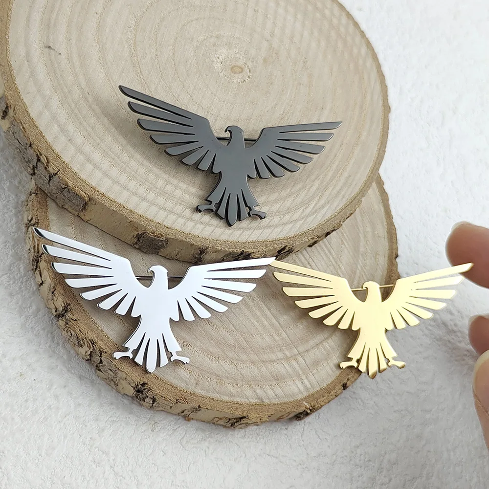 Watty cool flying eagle stainless steel brooch, suit lapel pin, men's wedding badge Commercial gift