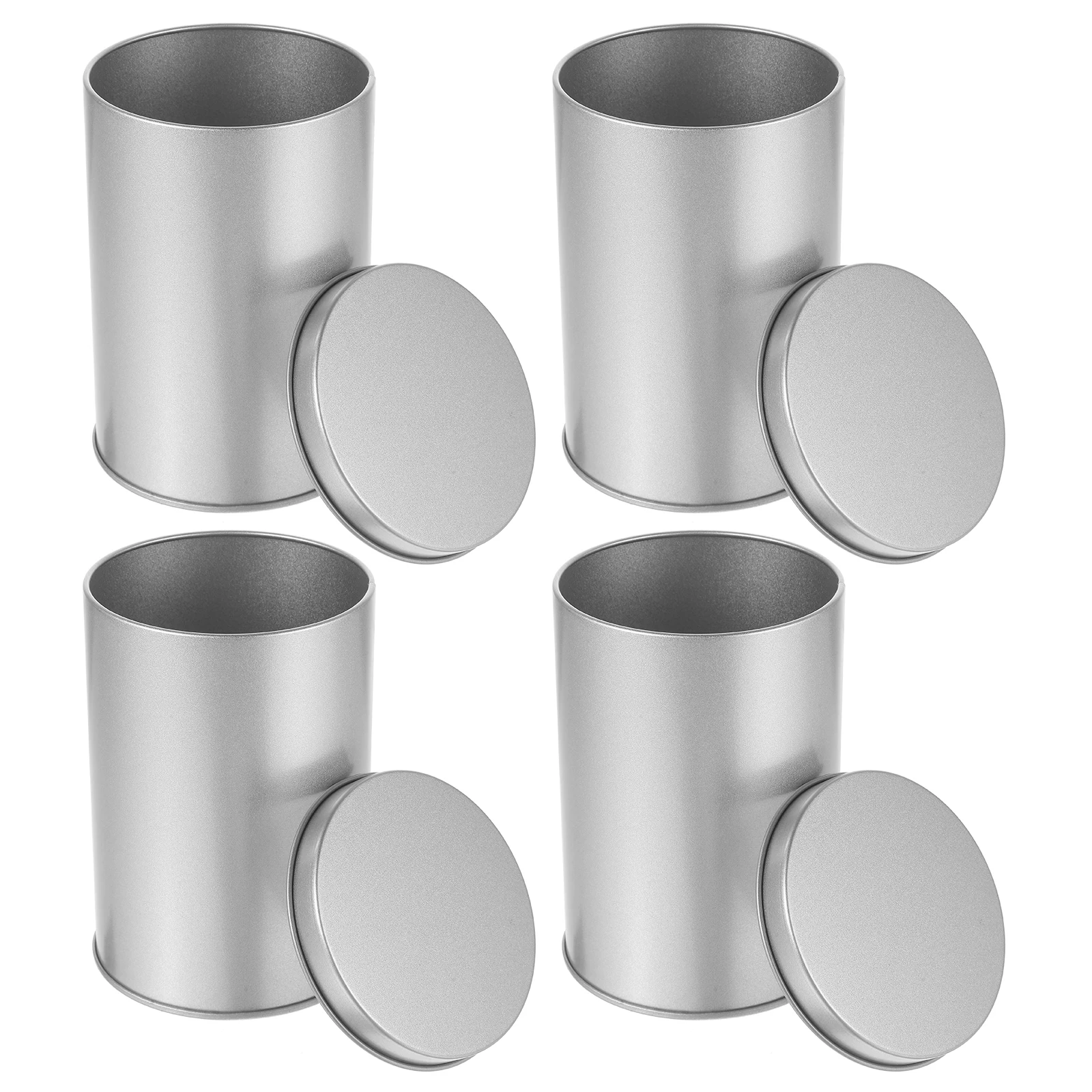 

4pcs Sealed Storage Boxes 7.5x11cm Silver Tinplate Tea Canister for Beans Candy Loose Leaf Tea Coffee Powder Storage Jar