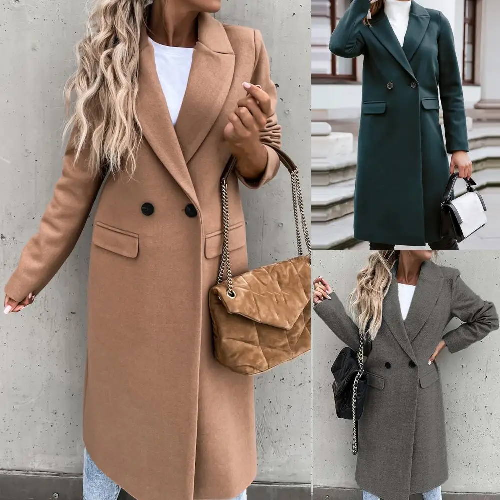 Women Coat Winter All Match Long Blazer Temperament Coat Korean Woolen Plaid Jacket Tweed Vintage Loose Wool Female Coat