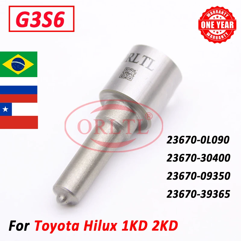 

ORLTL Common Rail Injector Nozzle G3S6 For Toyota Hilux 23670-0L090 23670-30400 23670-09350 23670-39365