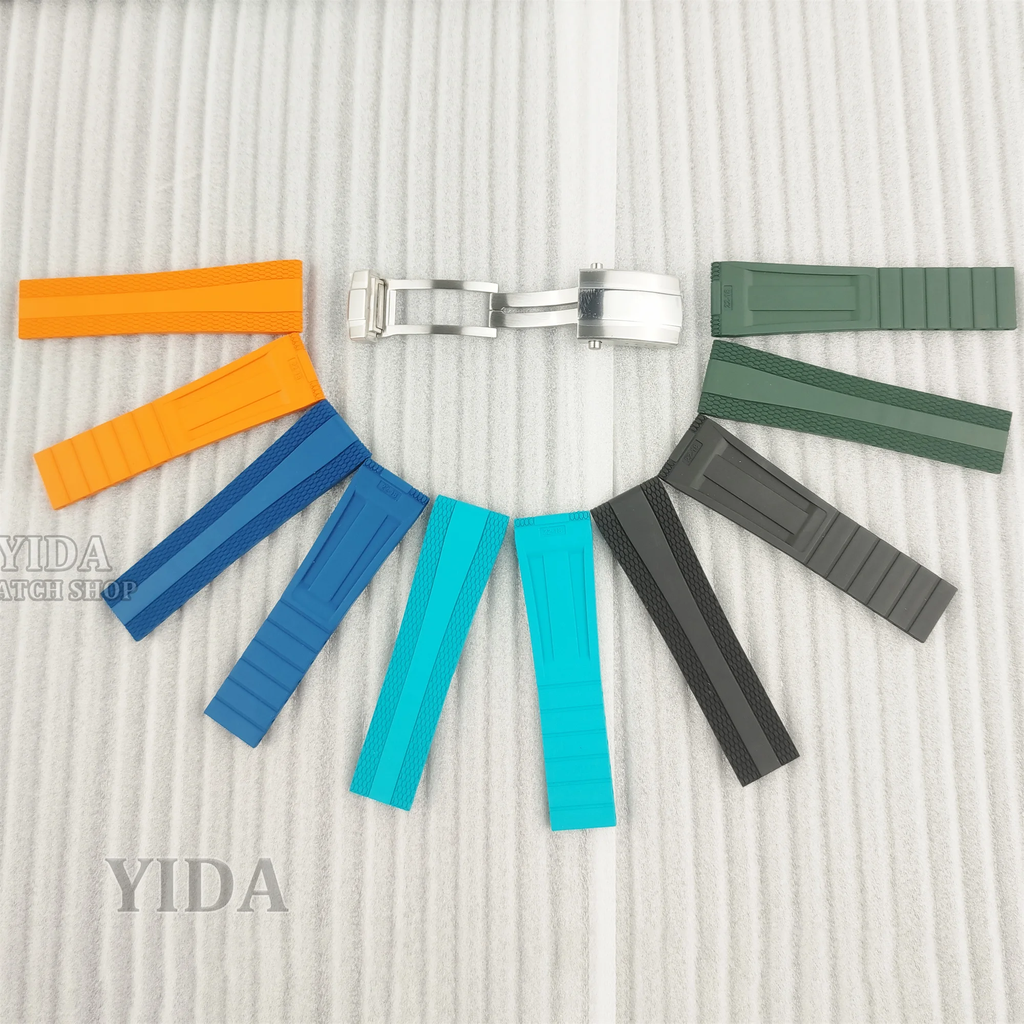 22MM Watch Band Fluororubber Watch Strap Rubber Bracelet Stainless Steel Buckle for SUPEROCEAN Repair Tools Modified Watch Parts