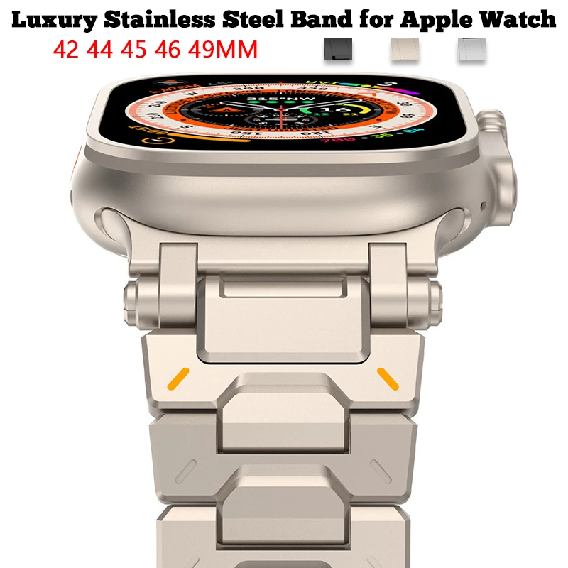 

Luxury Band for Apple Watch Ultra2 49mm Strap Explorer 316L stainless steel butterfly buckle wristband for iWatch adjust tool 46