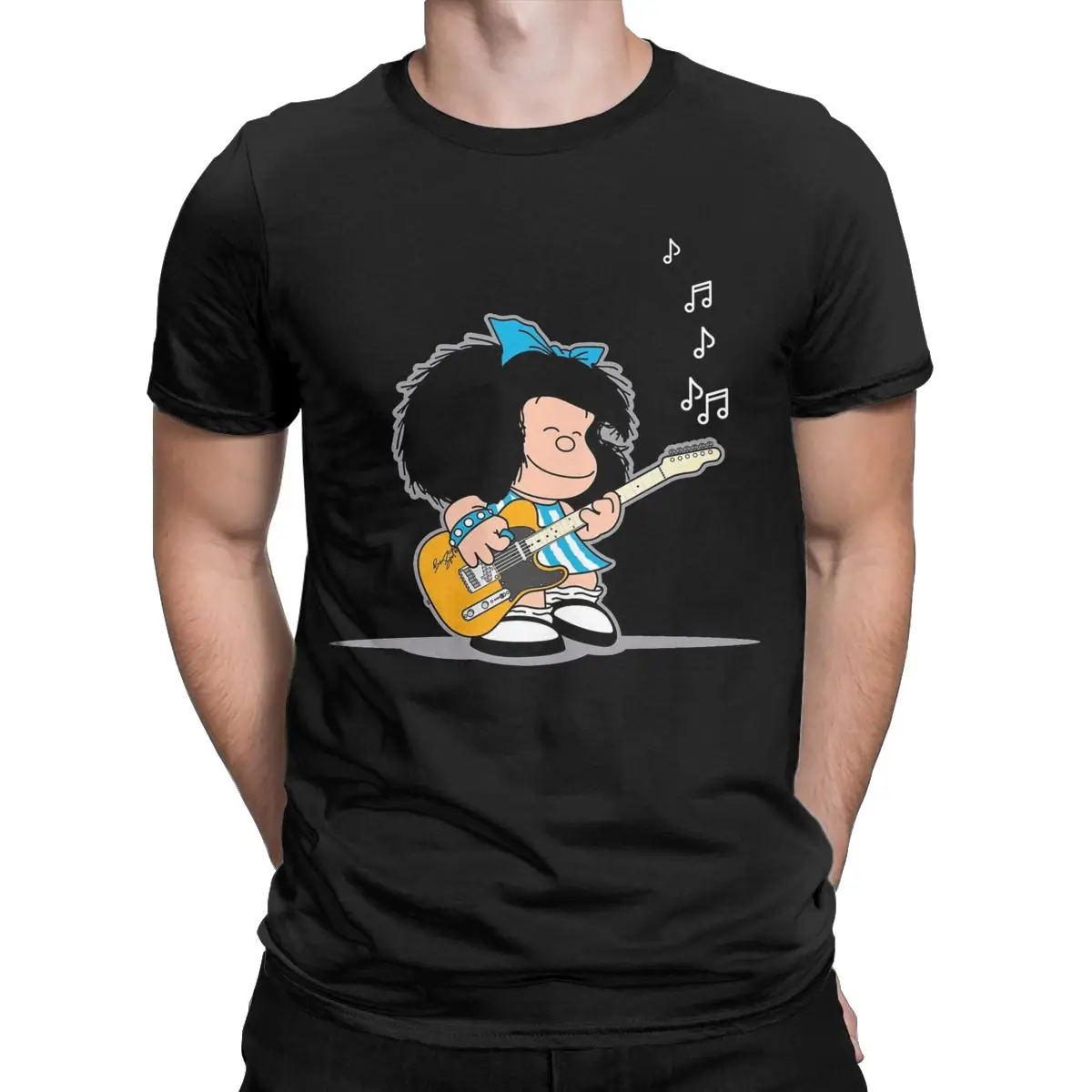 Mafalda Cartoon T Shirt Men 100% Cotton Casual T-Shirt Round Collar Quino Comics Tees Short Sleeve Clothes Gift Idea