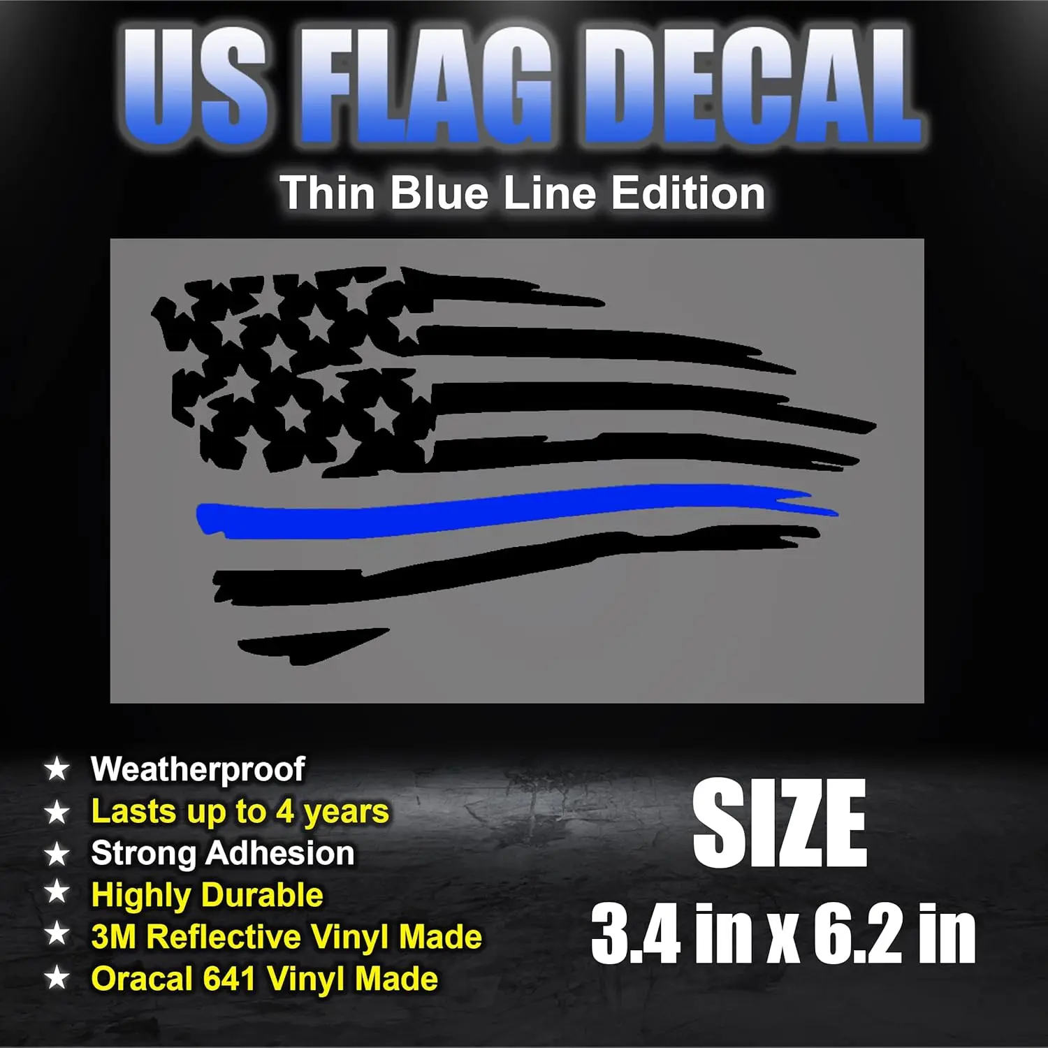 حزم ملصقات علم الولايات المتحدة مع خط أزرق رفيع للسيارات والشاحنات، ملصق لاصق بعلم الولايات المتحدة الأمريكية لإنفاذ قانون الشرطة