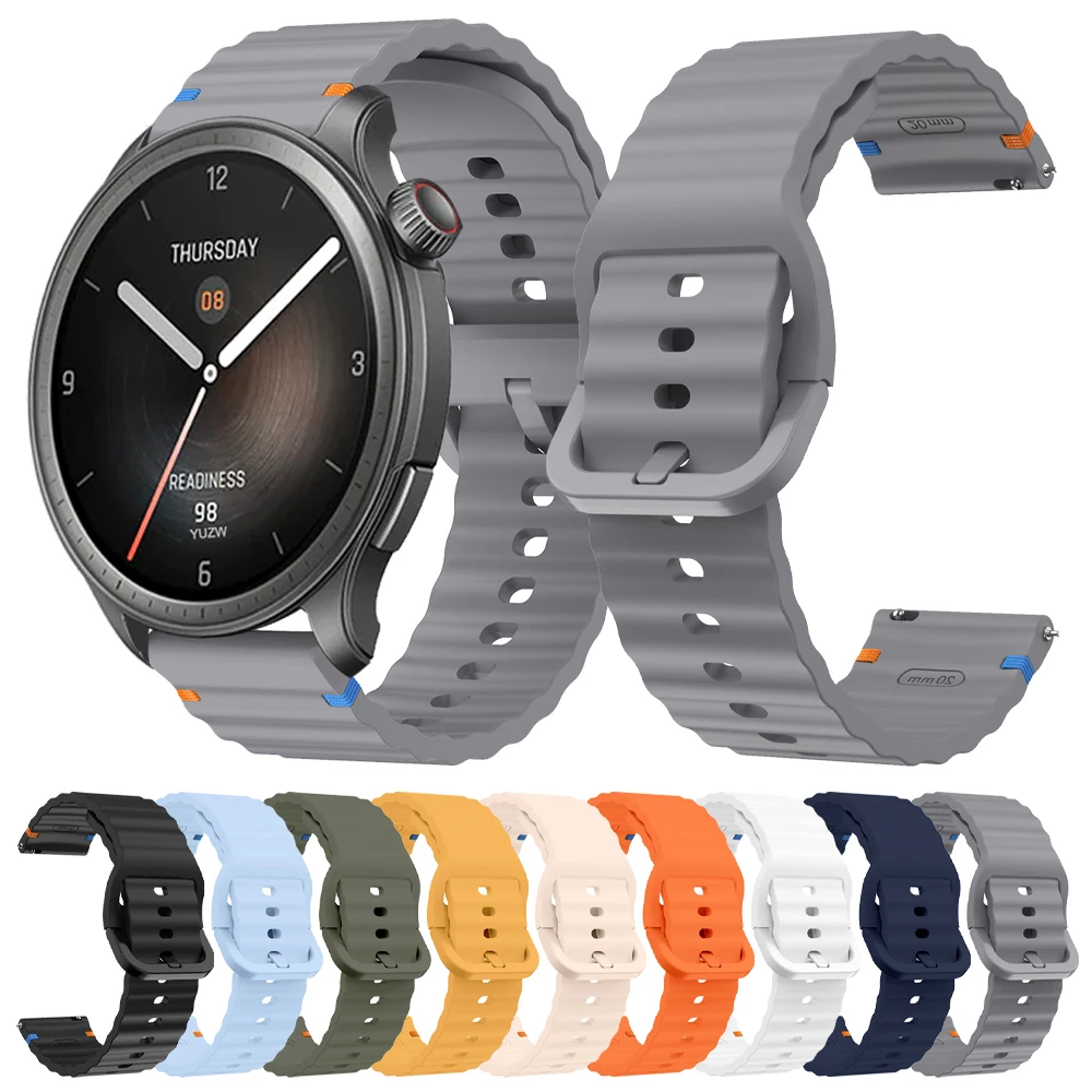 22 مللي متر 20 مللي متر حزام ساعة اليد ل Huami Amazfit التوازن الفرقة GTR 4 2 2E GTR3 Pro/GTS 4/2 mini GTS 3/Bip 3 Pro U S سيليكون موجة سوار