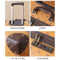 Hot! New Women 2PCS/SET Vintage PU Leather Rolling Luggage Sets, Men 24'28' inch Trolley Suitcase with Handbag 20 inch Boarding 3