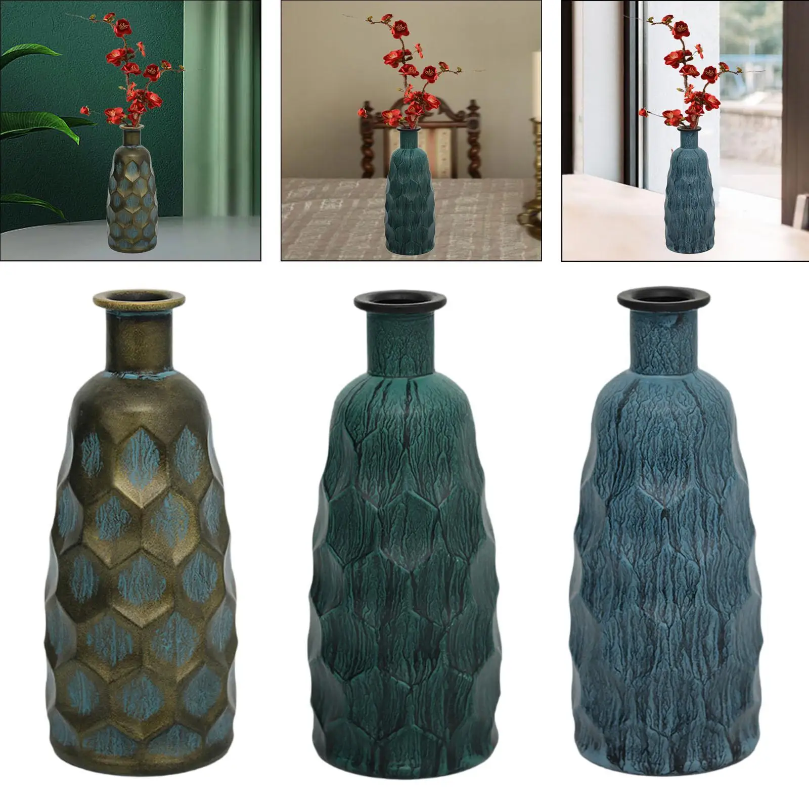 مزهرية ريفية زجاجية بتصميم عتيق لهدايا عيد الميلاد حاوية نباتات ديكور منزلي لمدخل الرف وطاولة الطعام وغطاء الشرفة #4