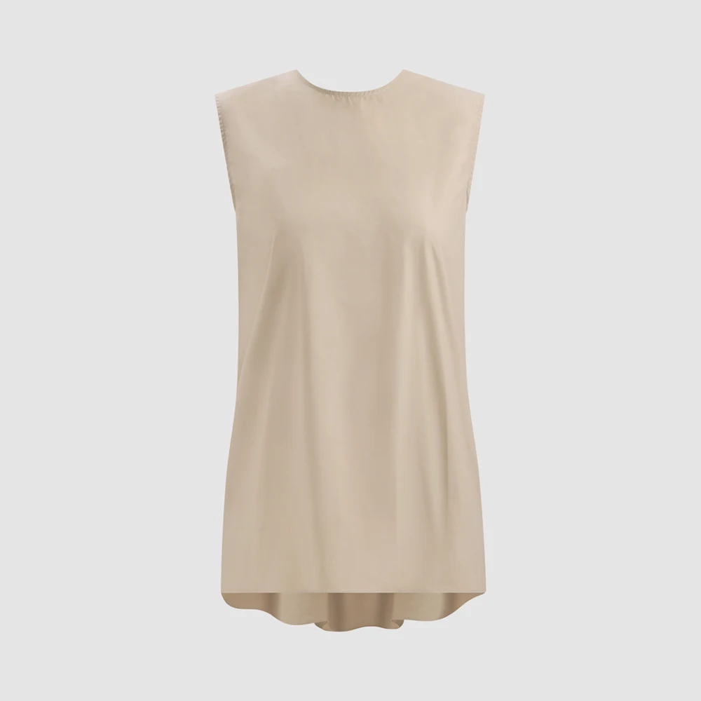 Elegant Women's Cotton Tank Top O-Neck Sleeveless Blouse Loose Fit Openwork Pleated Casual Summer Vest Basic Shirt