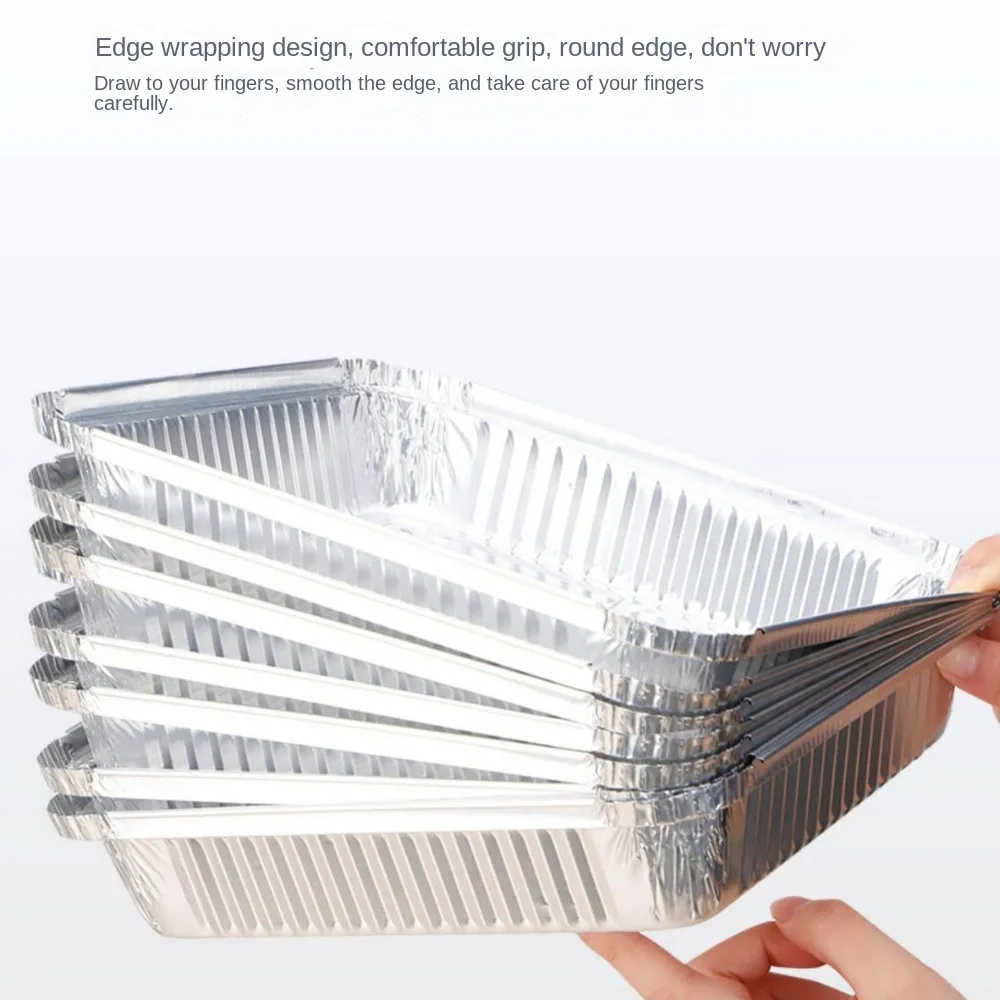 20CM Air Fryer Aluminum Foil Pan Oil-proof Food Containers BBQ Drip Pan Tray Square Non-stick Kitchen Baking Tool view 5