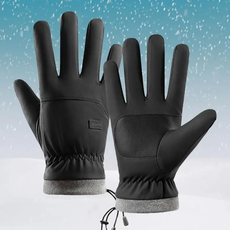 Windproof Skiing Gloves Mens Winter Gloves Waterproof Thickened Thermal Gloves Anti-Slip Palm Cold Weather for Skiing Cycling