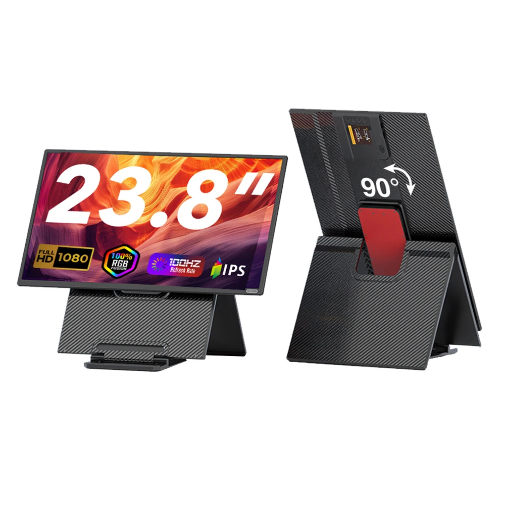 Monitor Portátil Grande de 23.8 Pulgadas, 1080P FHD, 100Hz, 10ms, Panel IPS, Altavoz Integrado, Extensor de Pantalla para Portátil, USB-C, Oficina, Juegos