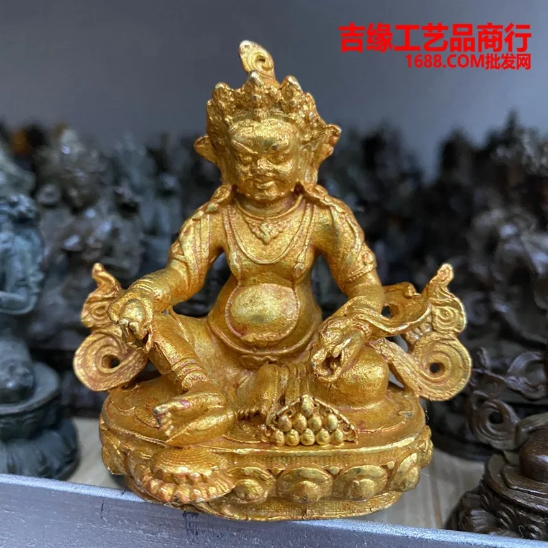 Tibetan Style Gilding Small Buddha Ornament Four-Armed Avalokiteshvara Incense Home Desktop Decorative Crafts Gilding Buddha