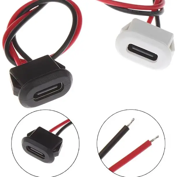 Direct Compression Female Base Female Socket Charging Interface With Welding Wire 2Pin USB-C TypeC Waterproof USB Connector