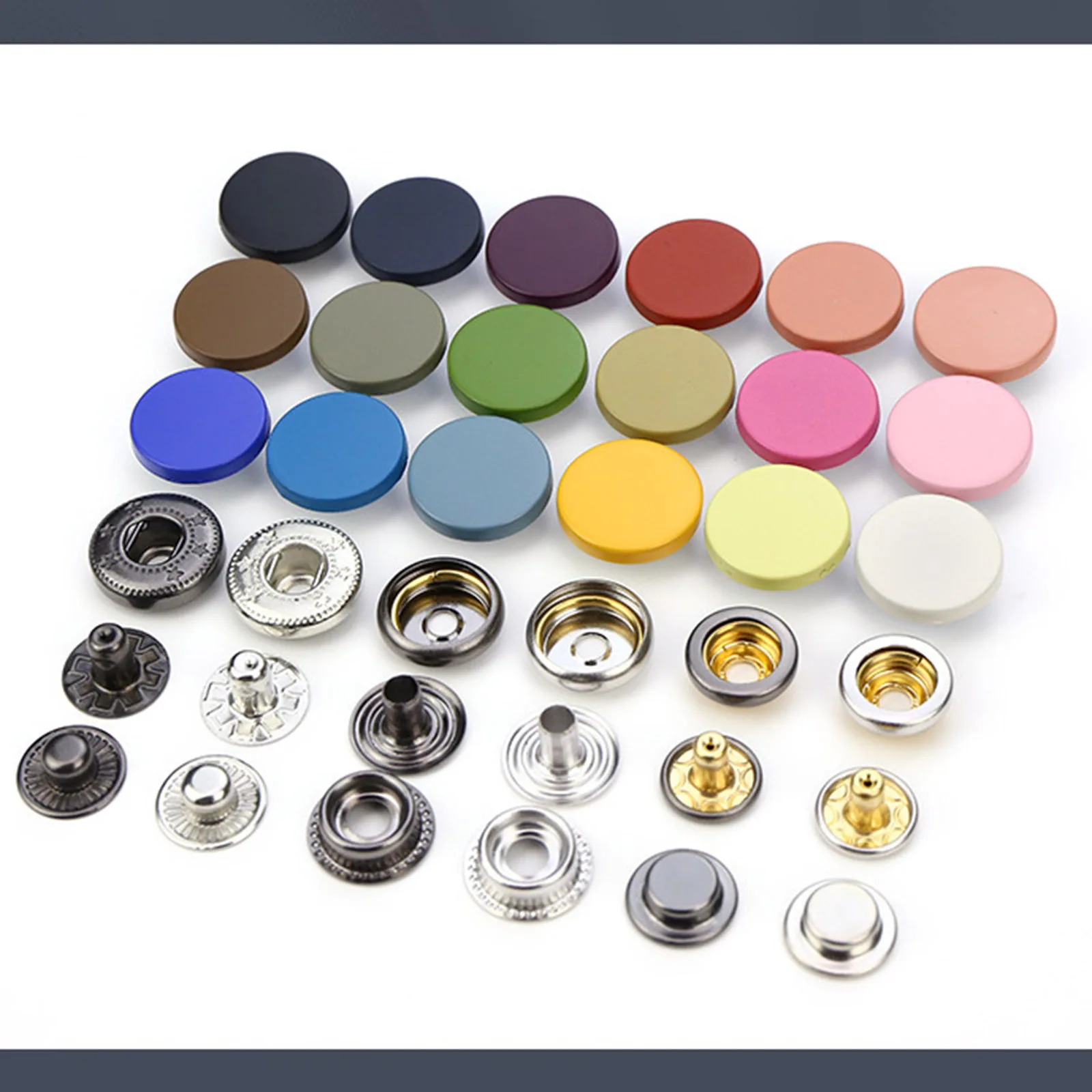 10PCs Alloy Metal Snap Fastener Buttons Painted 15mm Metal Button Snaps Press Studs DIY Leather Snaps for Clothes Accessories