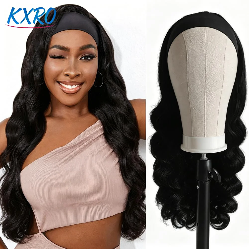 Body Wave Human Hair Wig Full Machine Made Half Wig Headband Wigs Curly Half Wigs Human Hair For Woman on Clearance Sale