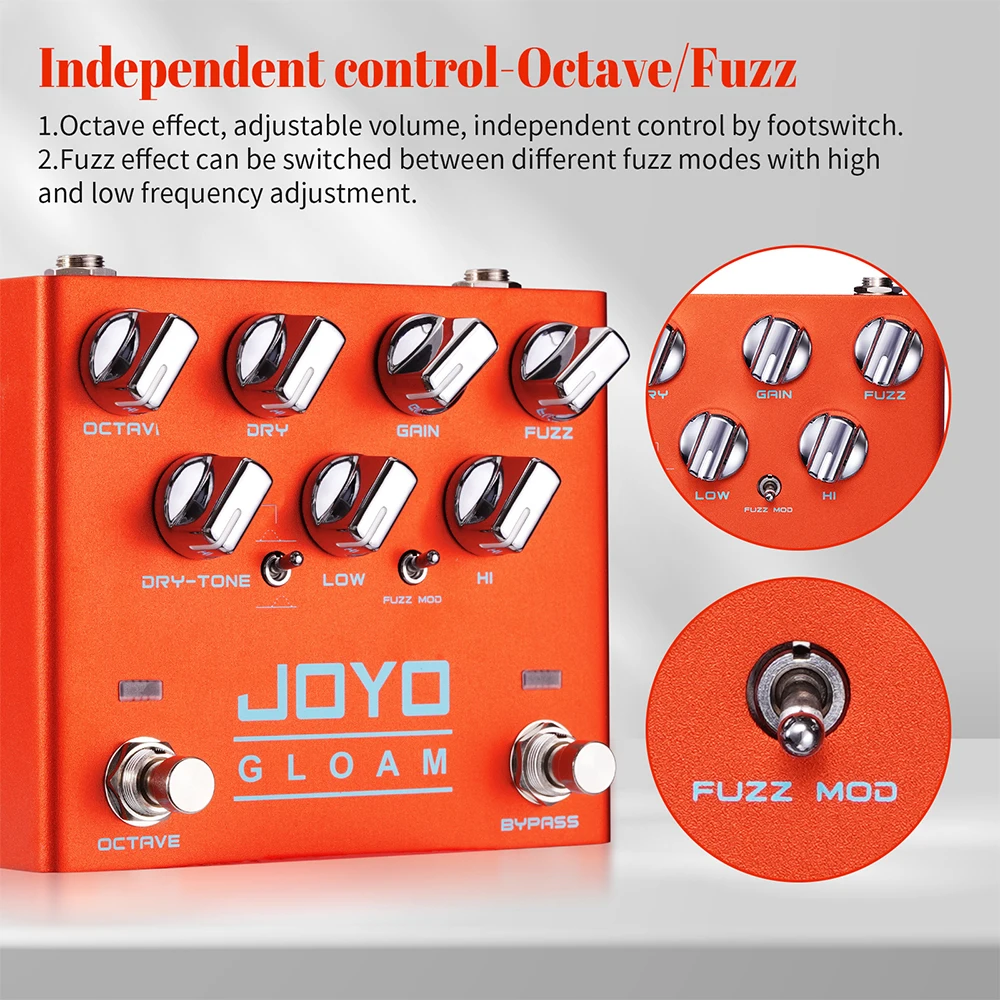 JOYO R-29 GLOAM Octave Fuzz Bass Guitar Effecf Pedal with Dual Independent Footswitch Guitar Pedal for Bassists