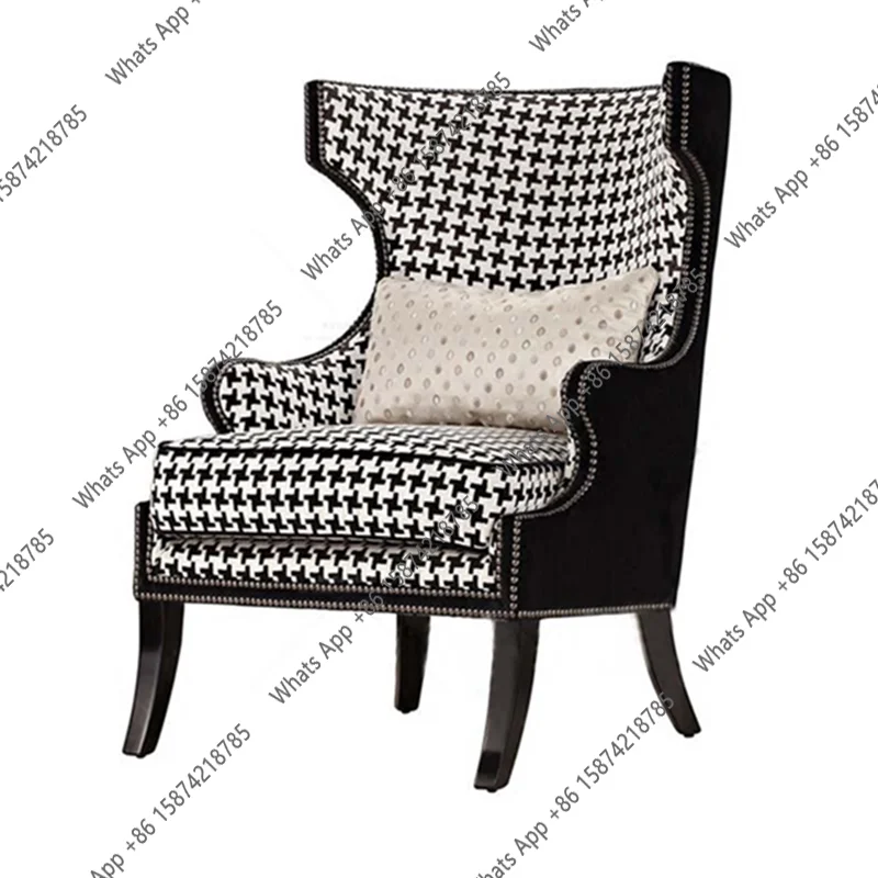 Neoclassical thousand bird grid single sofa bedroom wabi sandy wind niche tiger chair living room small apartment
