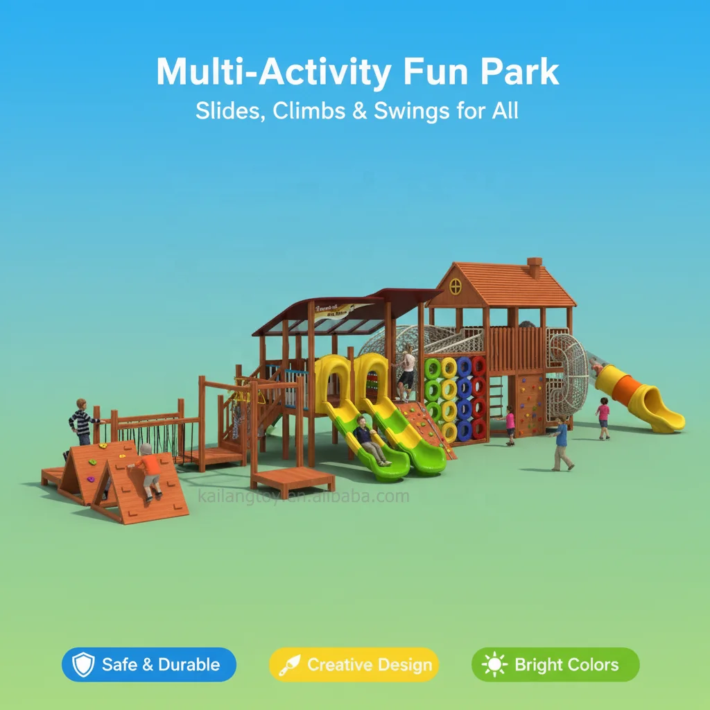 Practical Design Beautiful Playground Equipment Outdoor Play Facilities Game House with Slide Outdoor Play Children's Park