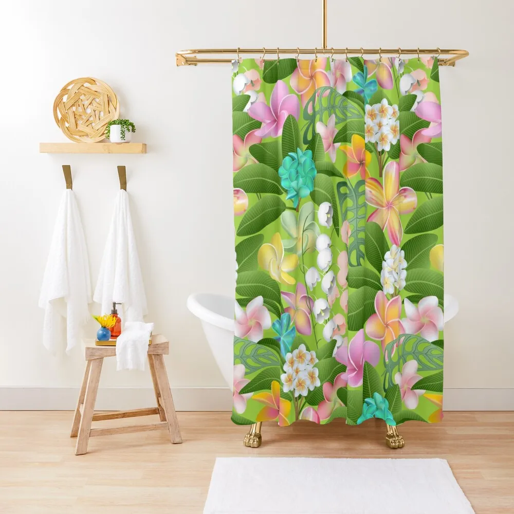 

Tropical Plumeria Flowers 3 Shower Curtain Cute Shower Curtain Bathroom Deco