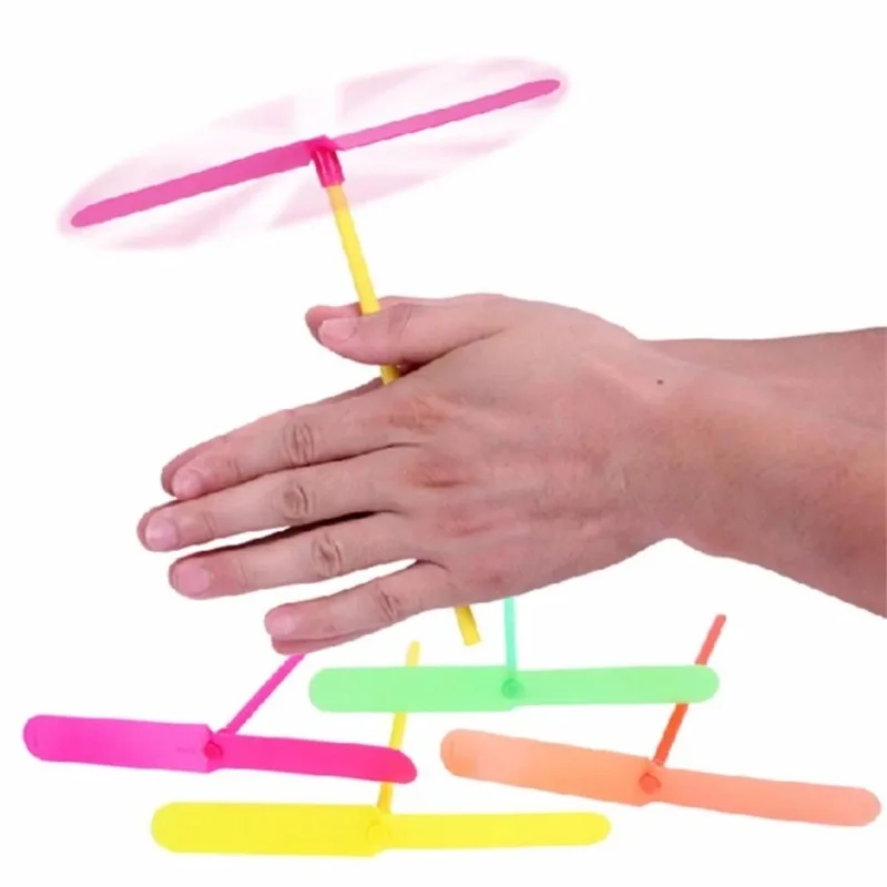 

10pcs Novelty Plastic Bamboo Dragonfly Propeller Outdoor Classic Toy Kid Gift Rotating Flying Arrow Multicolor Random Color