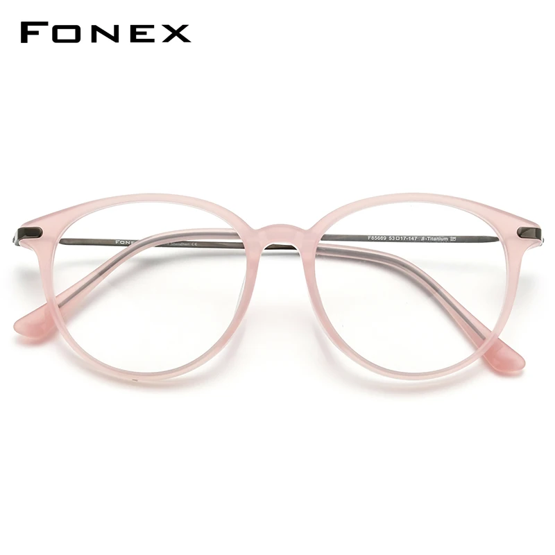 FONEX Acetate Titanium Glasses Frame Women 2024 New Retro Round Eyeglasses Men Spectacles Eyewear F85669