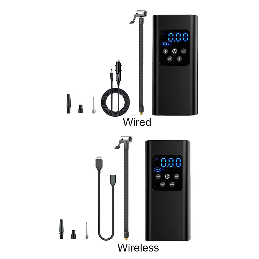 Car Air Pump LCD Digital Display Car Tire Inflatable Pump Digital Inflator Inflatable Pump for Motorcycle Bicycle Boat Car Tire