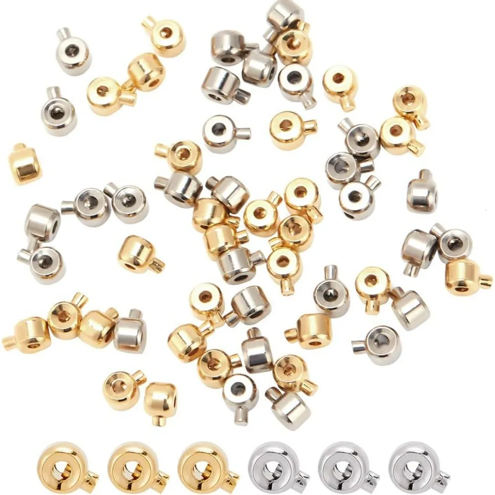 

60 Pcs Brass Crimp Beads 2 Colors Loose Rondelle Spacer Beads Metal Irregular Shape Crimp Charms Accessories for Bracelet