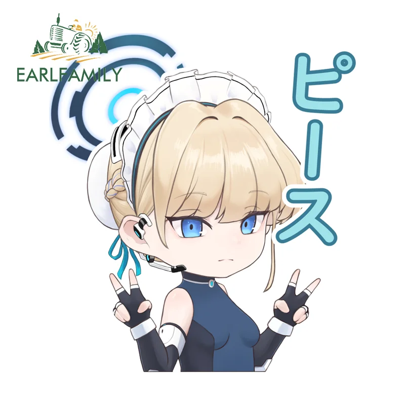 EARLFAMILY Blue Archive Asuma Toki Chibi Car Decal Eye-Catching Computer Cooler Decal Practical Waterproof Accesorios Para Auto