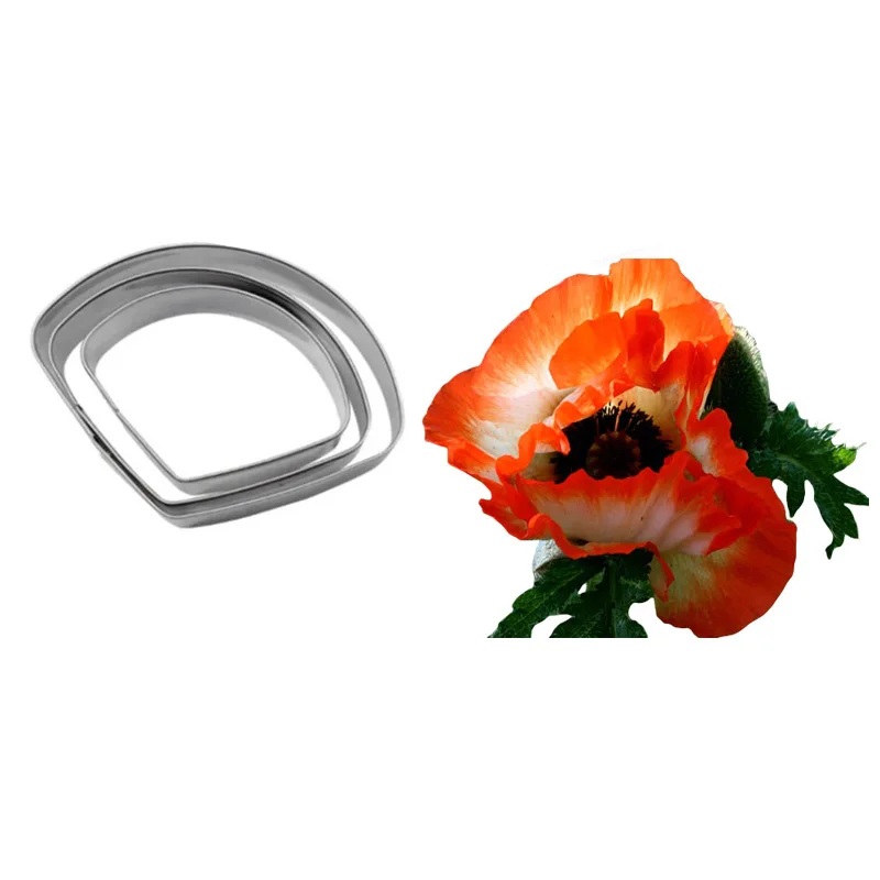 Poppy Flower Silicone Veiner & Cutters Mold Petal Fondant Gumpaste Sugarcraft Clay Mould Cake Decorating Tools CS232