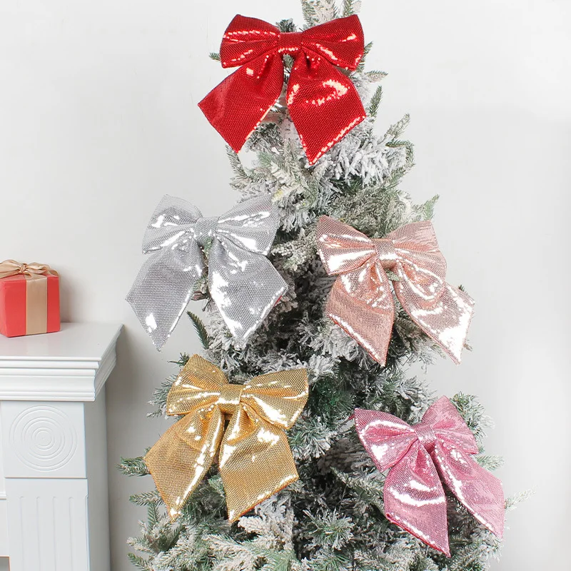 

25cm Christmas Tree Bowknot Ornaments Gift Present Party Large Bows Xmas Decoration Christmas Holiday Indoor Outdoor Decorations